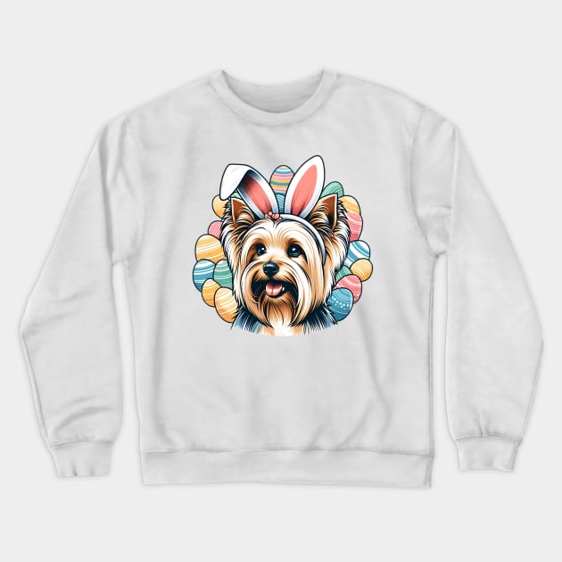 Silky Terrier with Bunny Ears Celebrates Easter Delight Crewneck Sweatshirt by ArtRUs